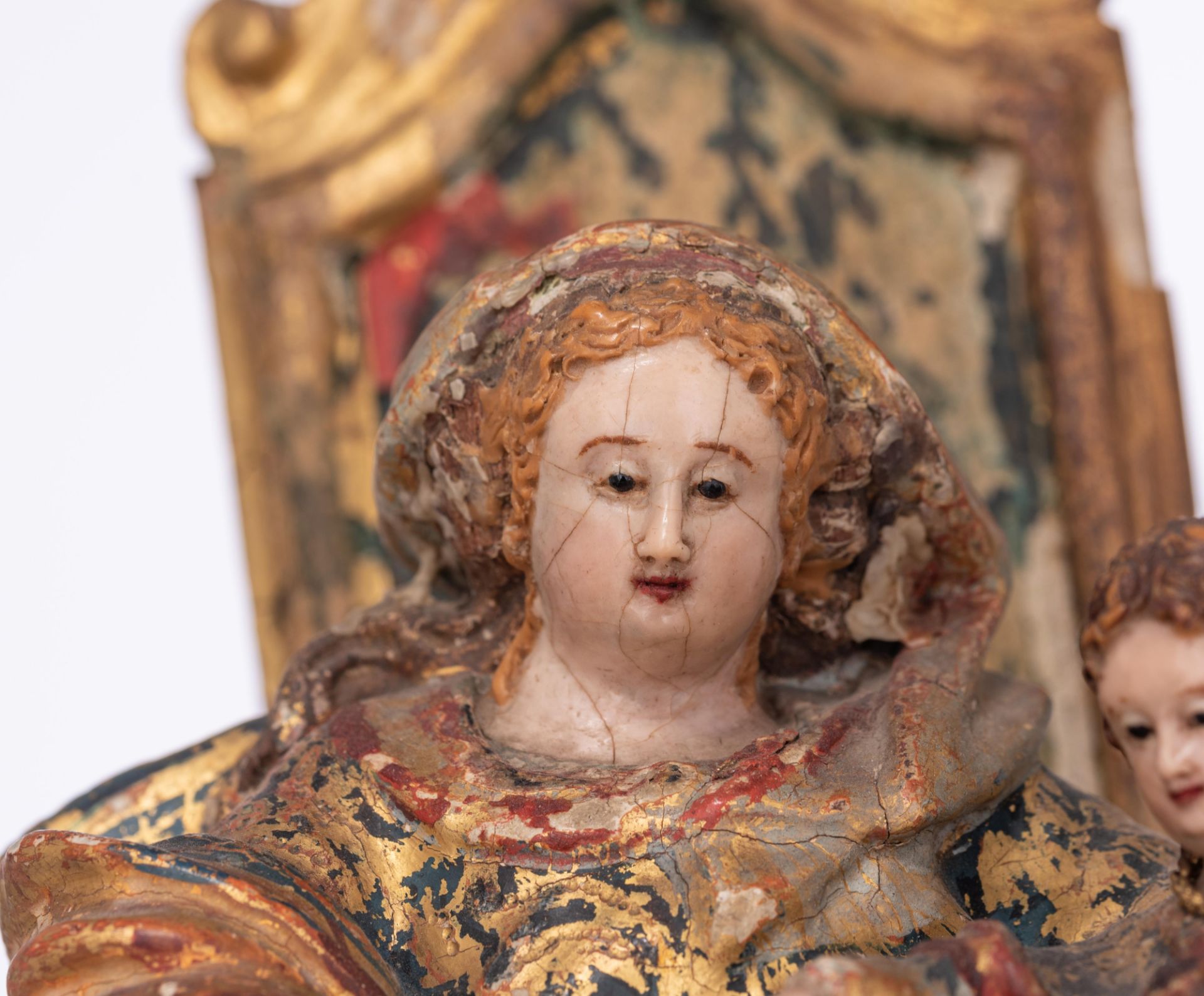 A Baroque Saint Anne with the Virgin, on a Rococo console, 18thC, H 41 - 87 cm - Image 10 of 21