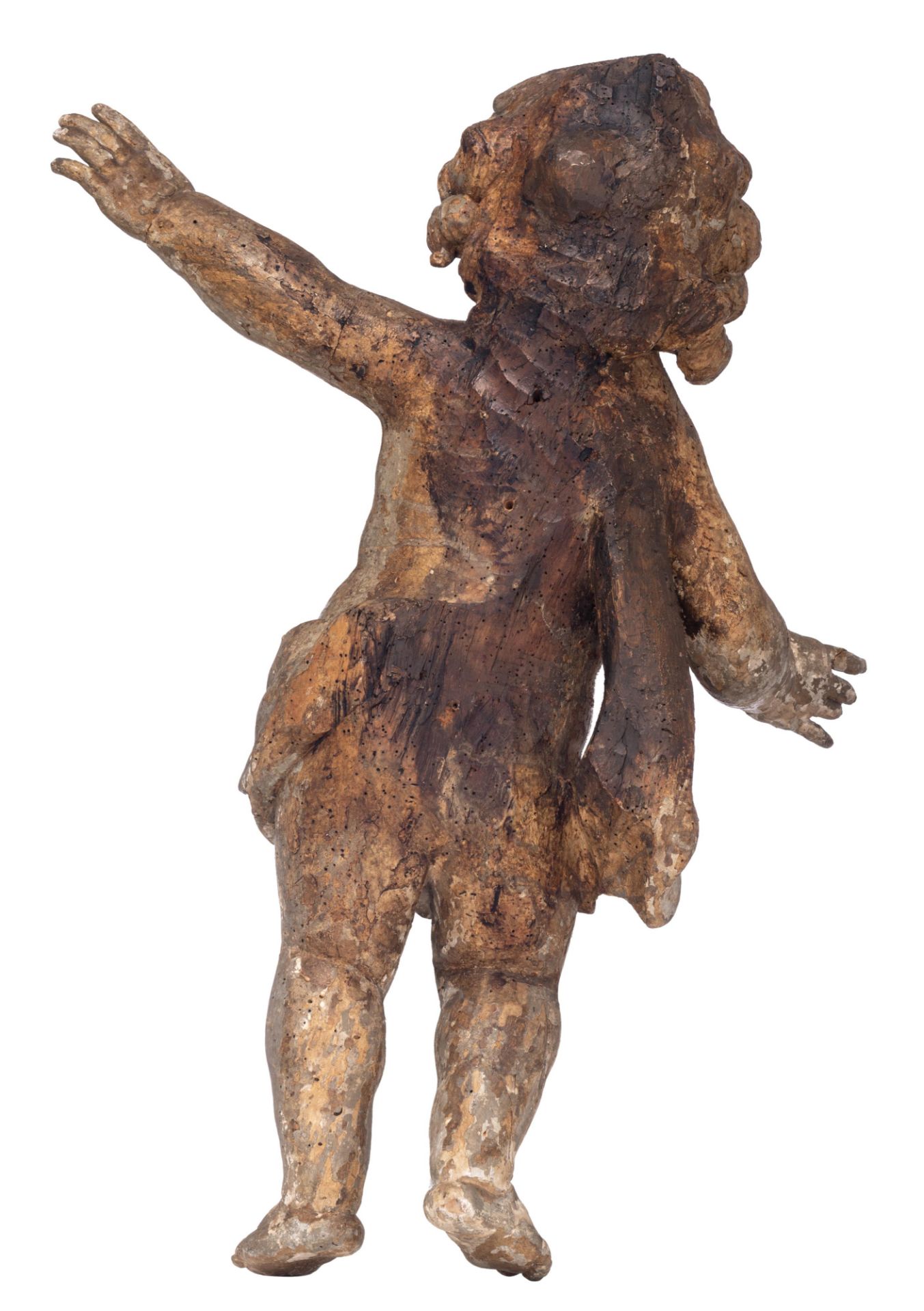 A fine Baroque limewood sculpture of an angel, 17thC, H 71 cm - Image 9 of 13