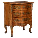 A German Rococo style chest of drawers, H 89 - W 76 - D 49,5 cm