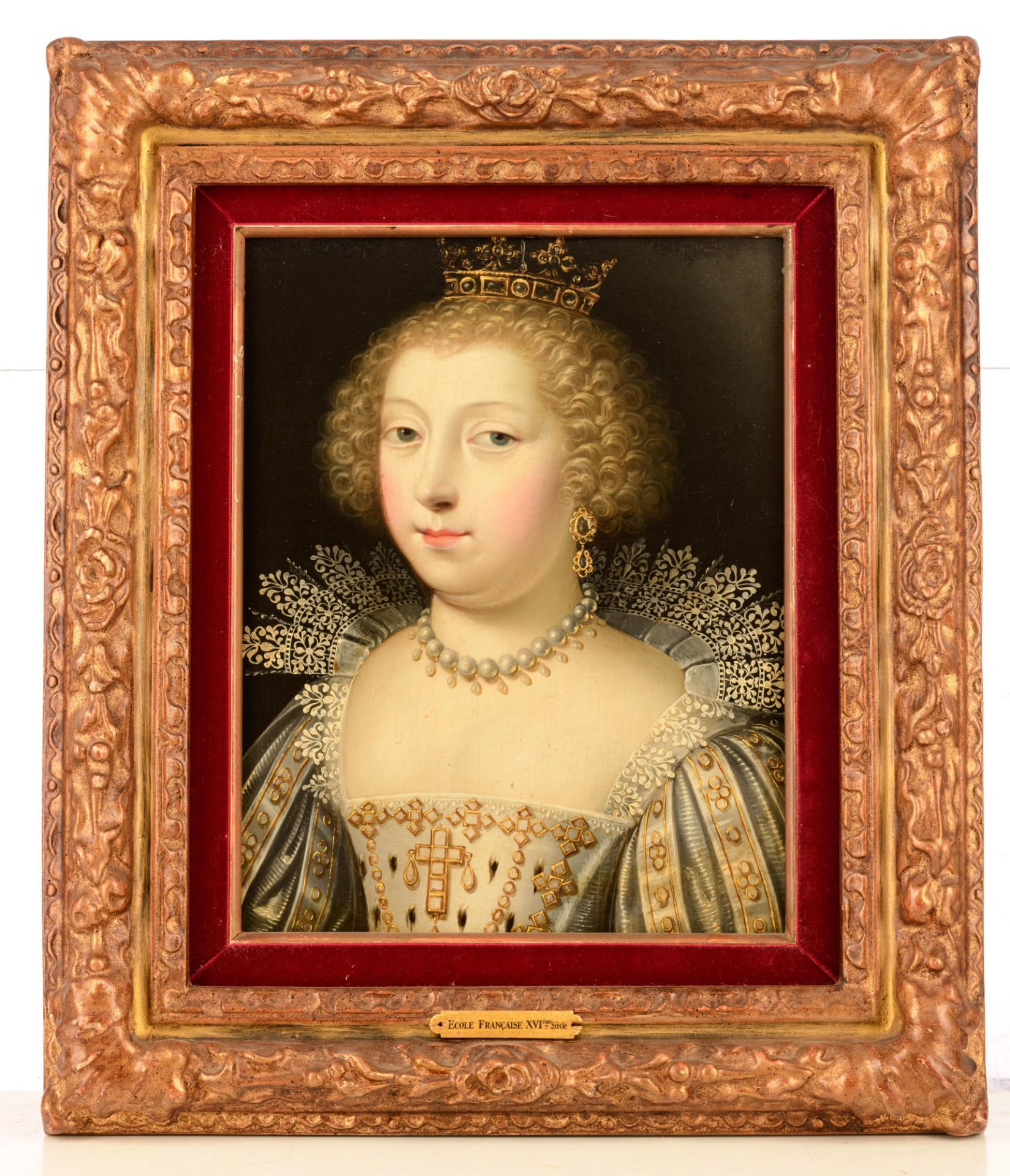 The portrait of the 'Duchesse d'Angoulême', 17thC, 26,5 x 33,5 cm - Image 2 of 10