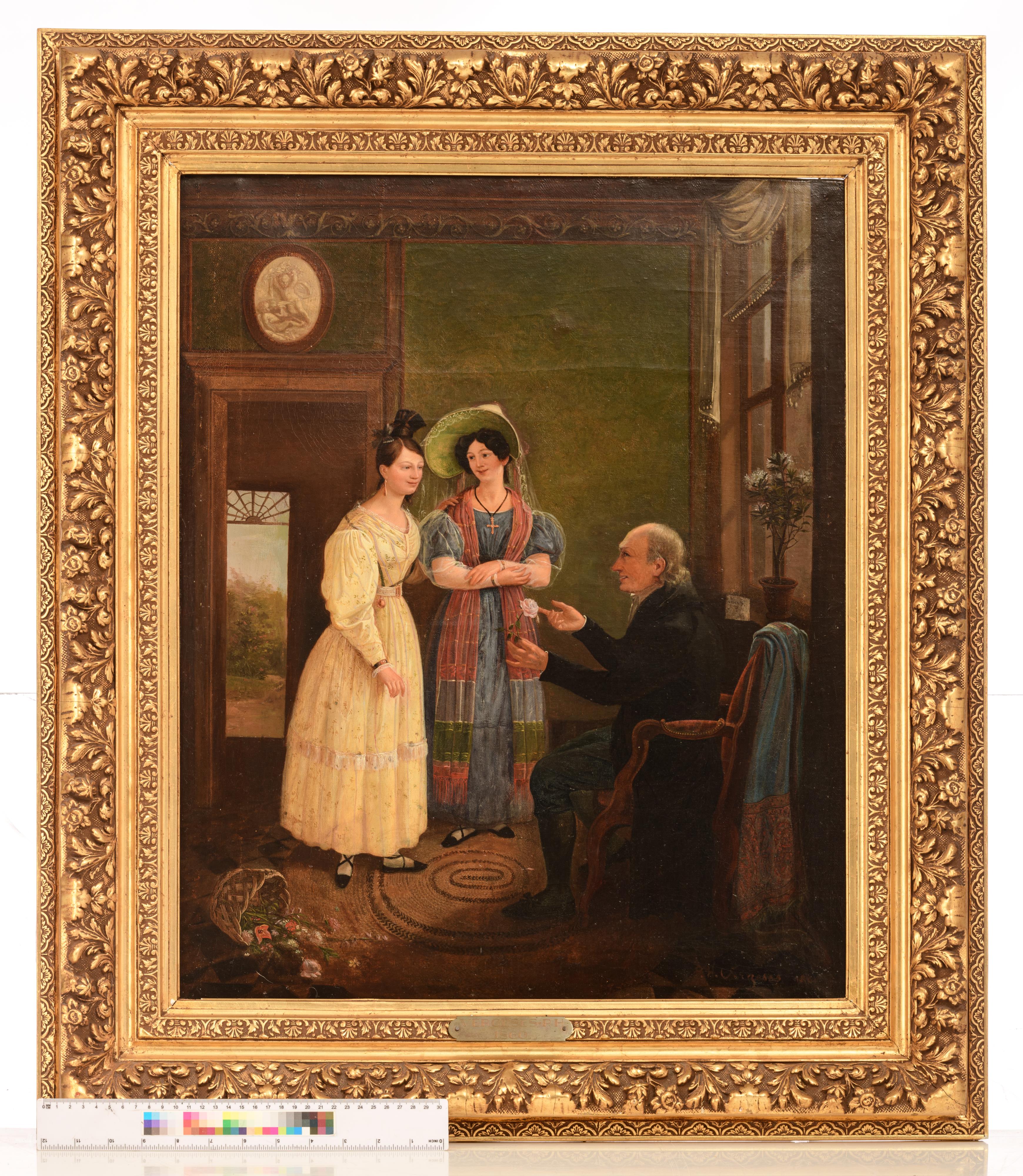 P.H. Vergeses, two sisters pleasing their father with a flower, 52,5 x 65 cm - Image 15 of 15