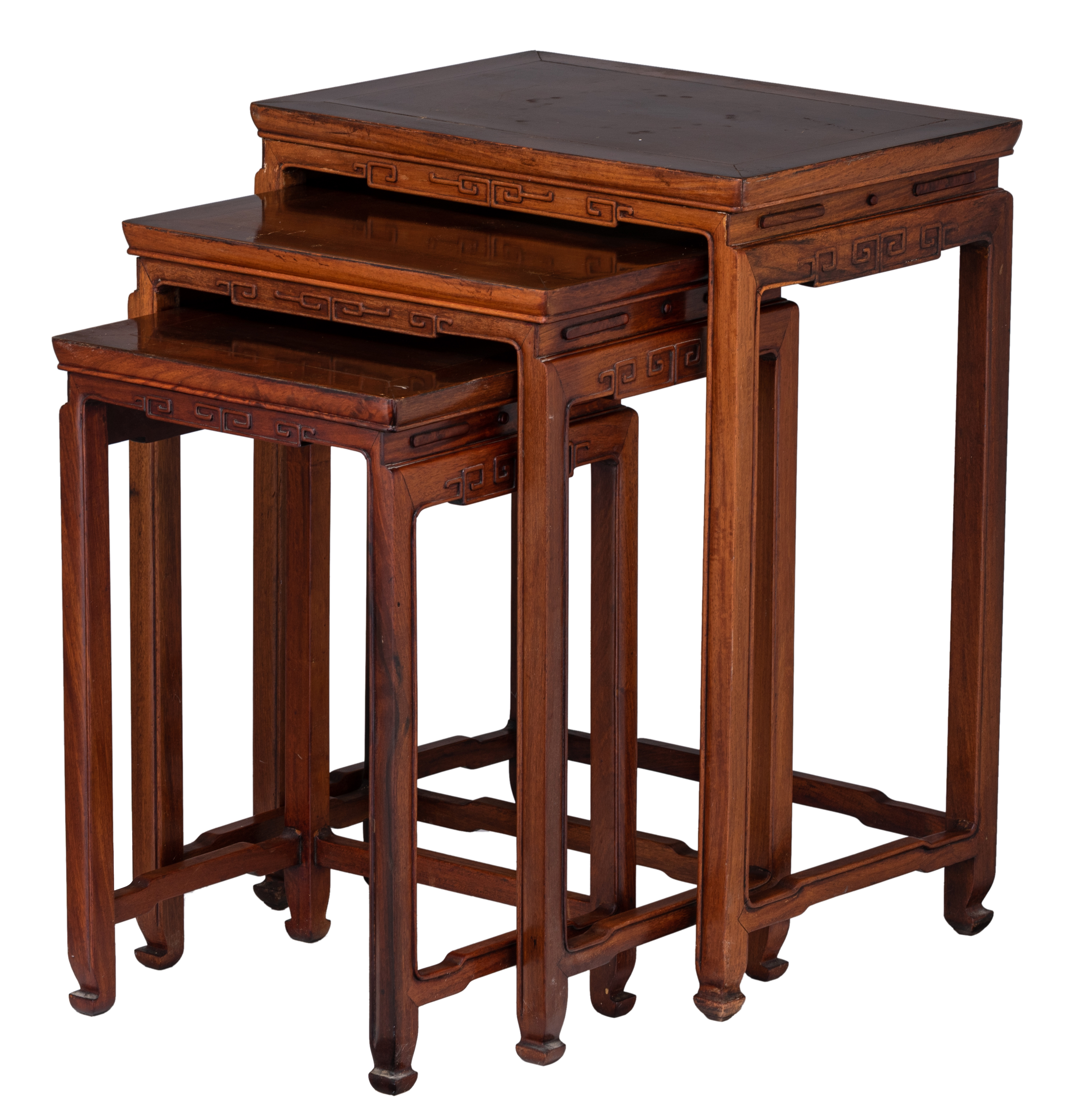 A set of three Chinese nesting tables, H 53,5 - 66,5 cm