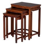 A set of three Chinese nesting tables, H 53,5 - 66,5 cm