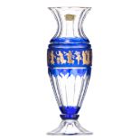 A large Val-Saint-Lambert cobalt blue vase, 40,5 cm