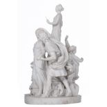 A fine Sèvres biscuit group depicting the worship of Demeter, Joseph Leriche, 19thC, H 37 - W 28 cm