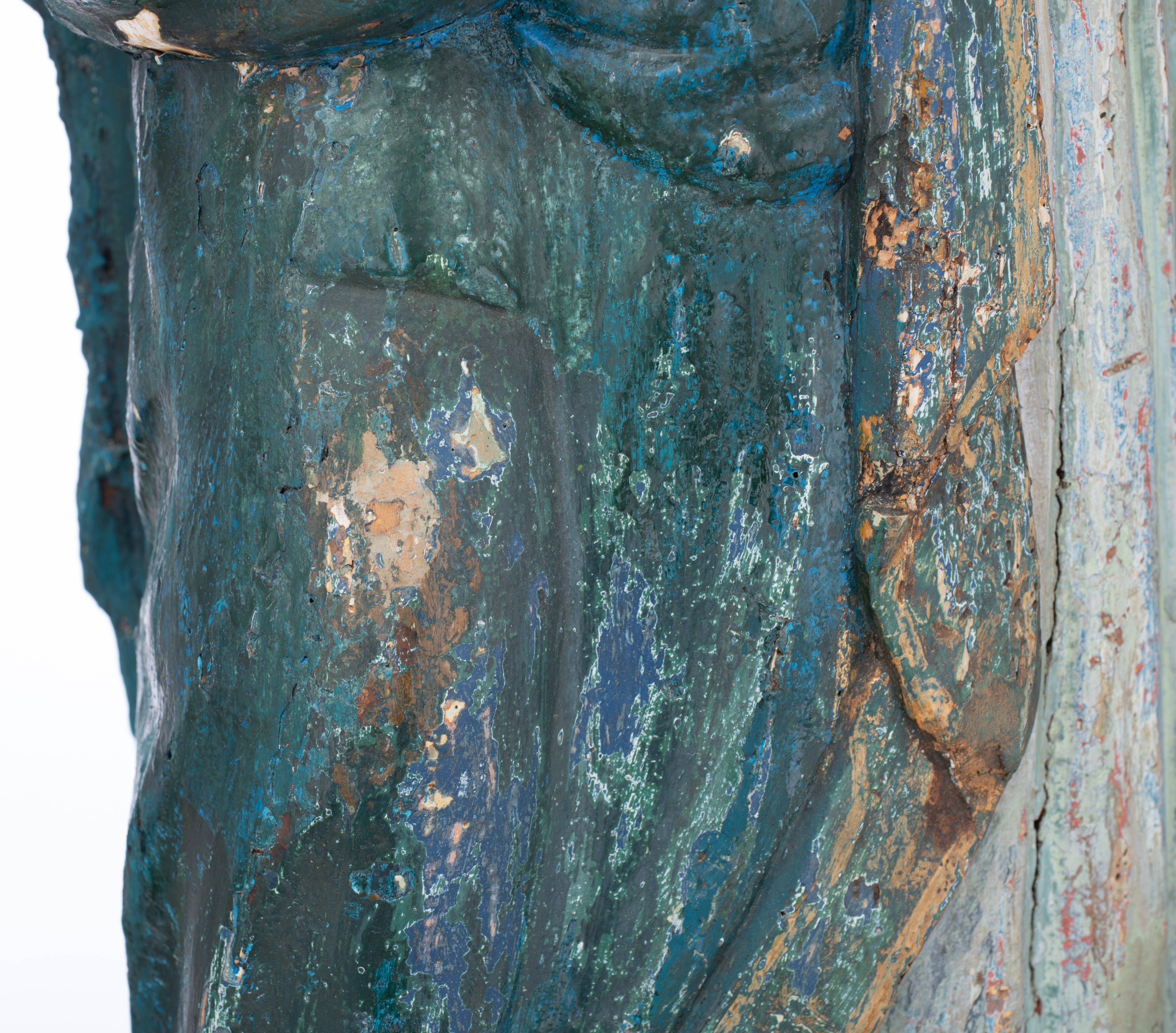A walnut sculpture of a standing bishop, 15thC or later, H 124 cm - Bild 31 aus 89