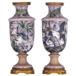 An imposing pair of Japonism inspired vases, H 91 cm