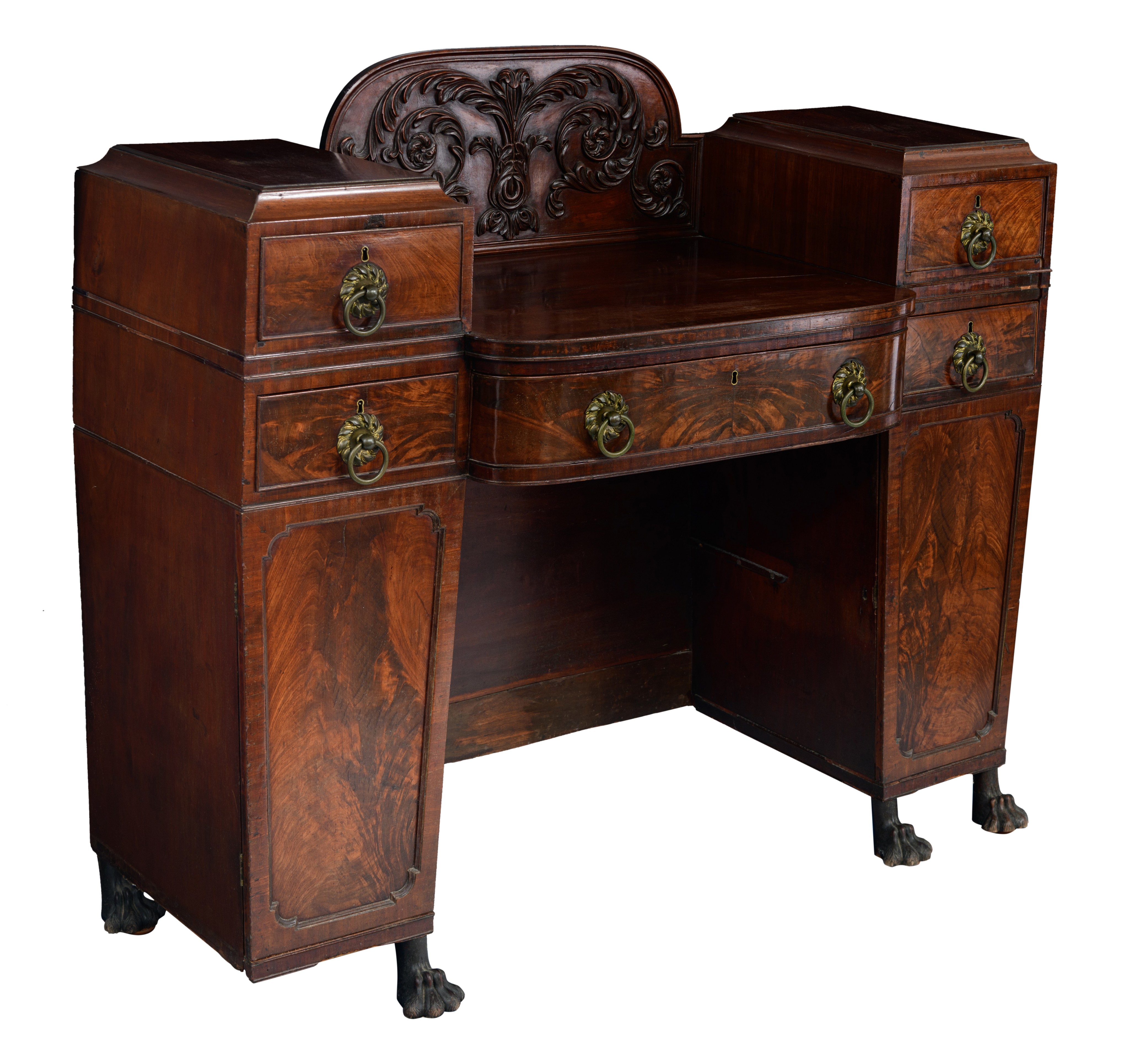 A Victorian mahogany veneered pedestal sideboard, late 19thC, H 128 - W 150 - D 60,5 cm