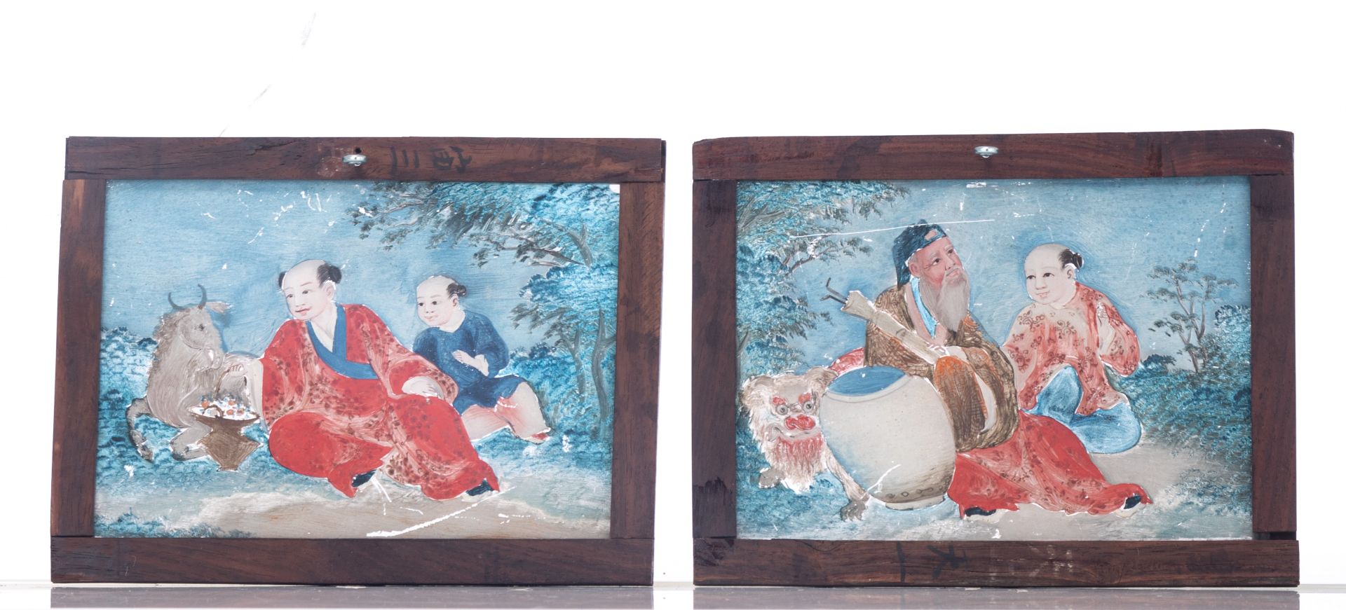 A Chinese Canton twenty-three-piece reversed glass painting set, late Qing dynasty, Total dimension - Image 20 of 22