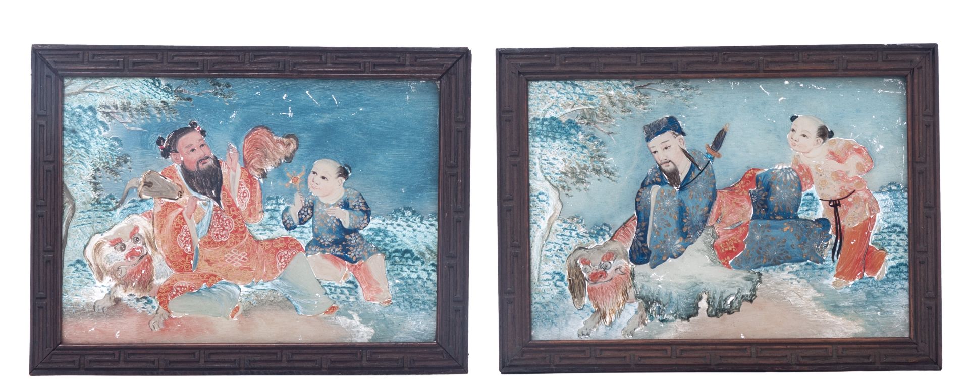 A Chinese Canton twenty-three-piece reversed glass painting set, late Qing dynasty, Total dimension - Image 18 of 22