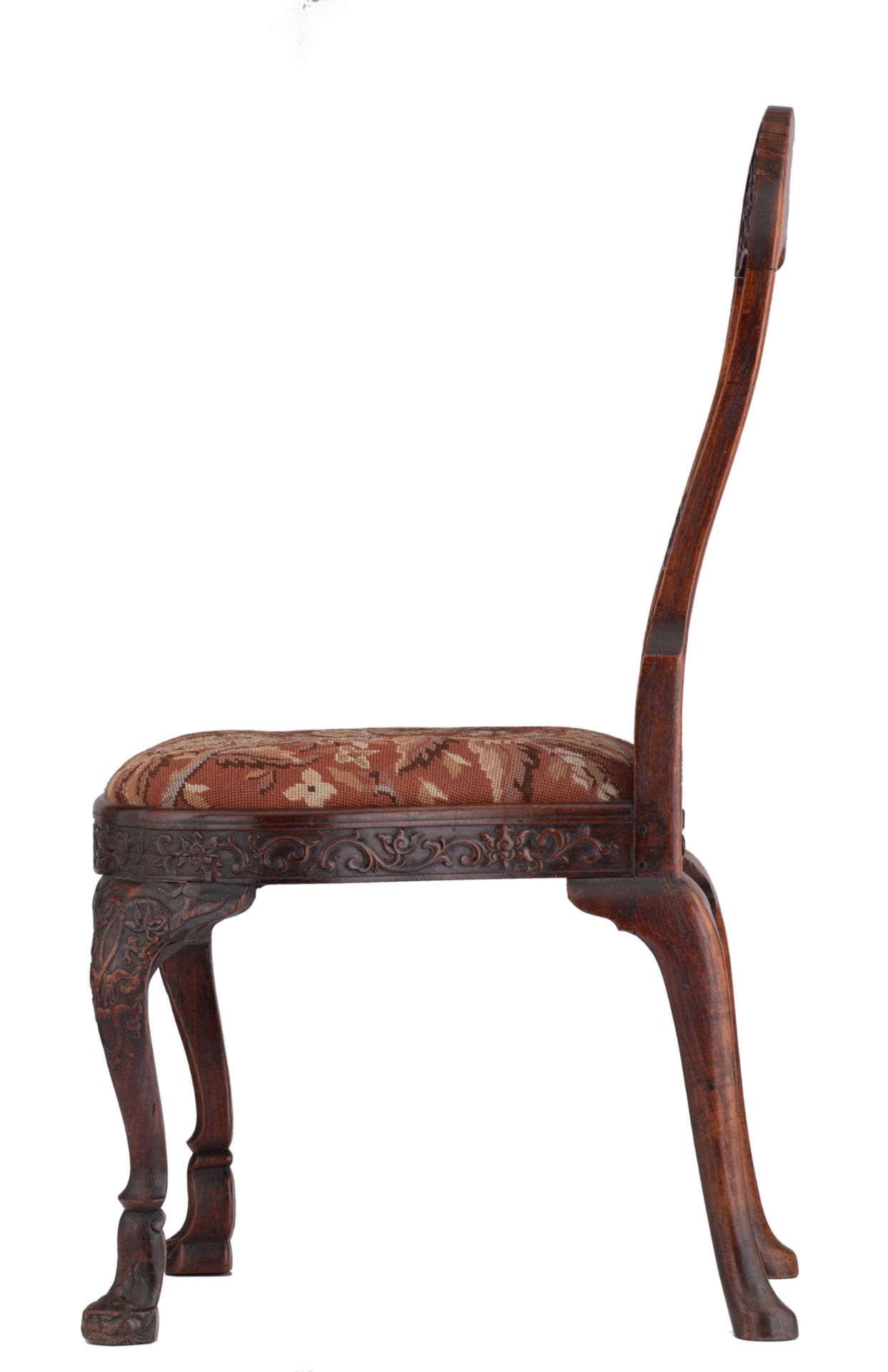 A very rare Chinese export Padouk chair, second half of the 18thC, H 100 - W 55 - D 58 cm - Image 3 of 24