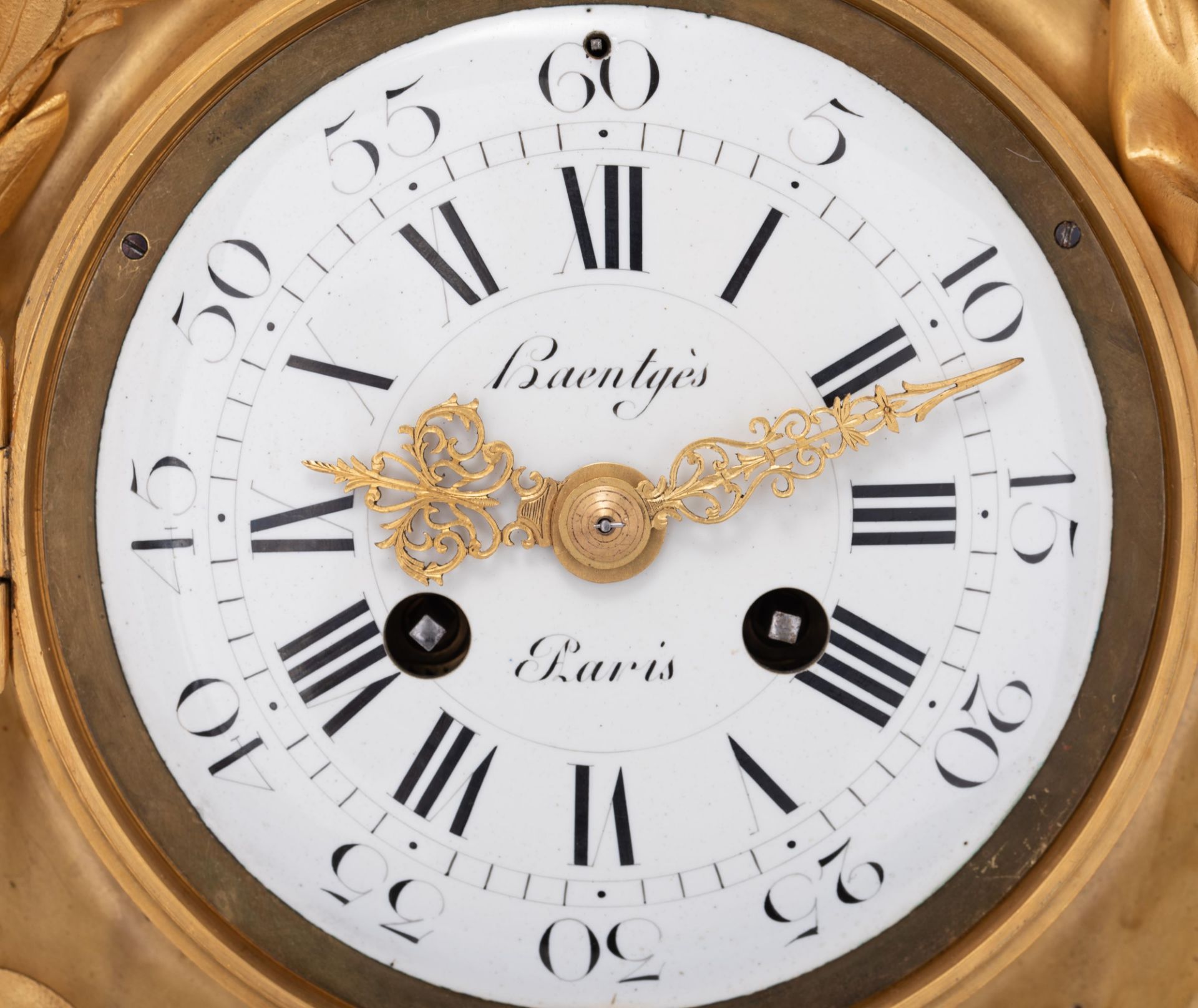 A fine Rococo style gilt bronze cartel clock, H 61 cm - Image 8 of 10