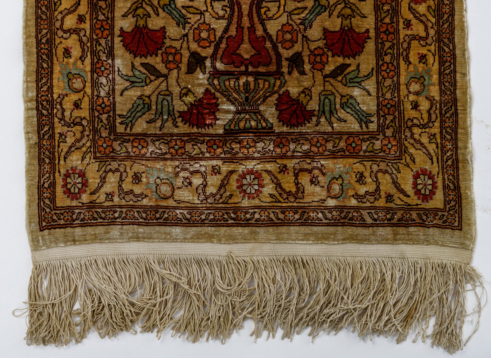 A collection of seven Oriental silk carpets, of various dimensions - Image 6 of 12
