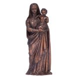 An imposing sculpture of the Madonna holding the Holy Child in her arms, 17thC, H 97,5 cm