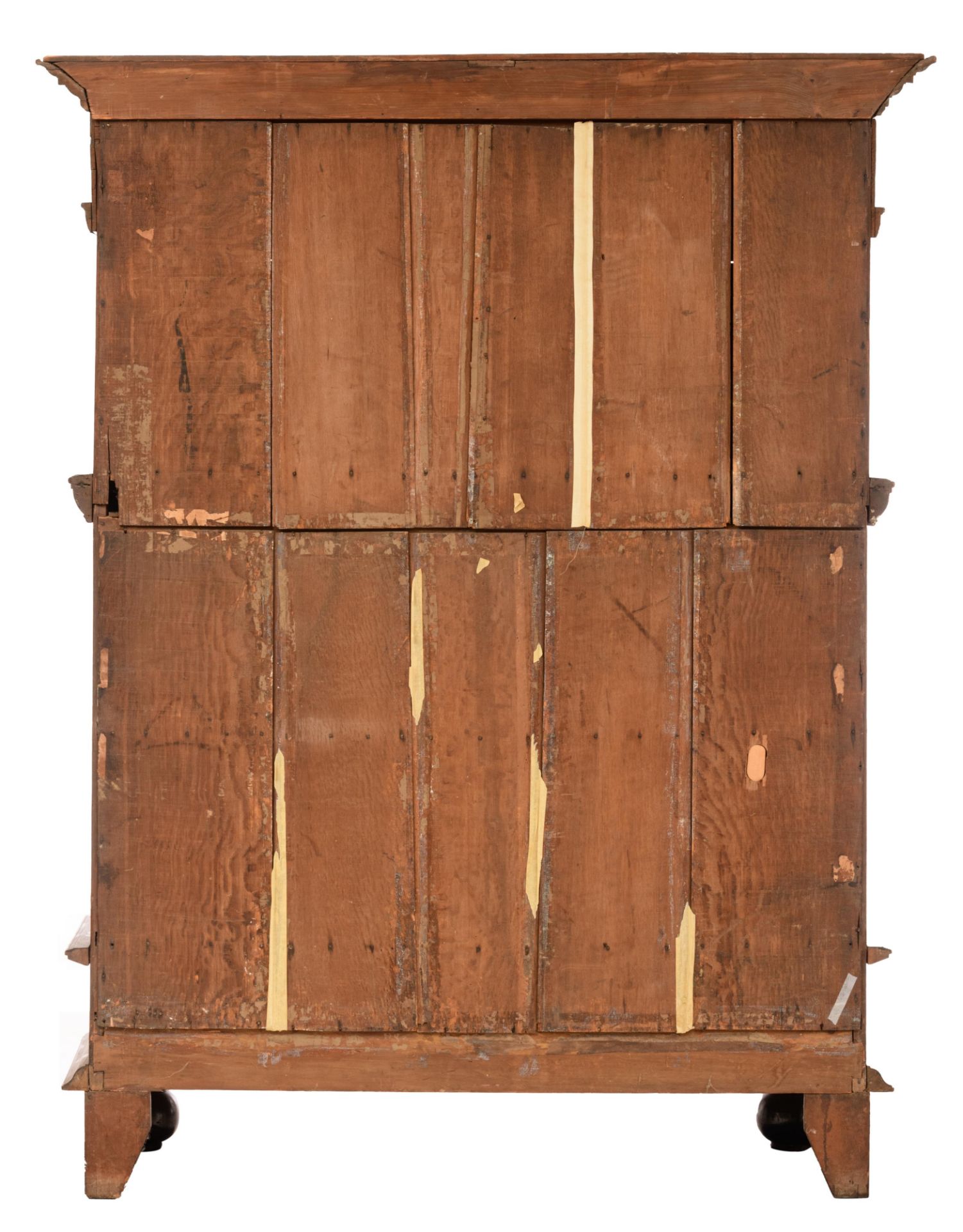 A Dutch-Zeelandic oak four-doors pillar cupboard, 17thC, H 210 - W 162 - D 61 cm - Image 4 of 9