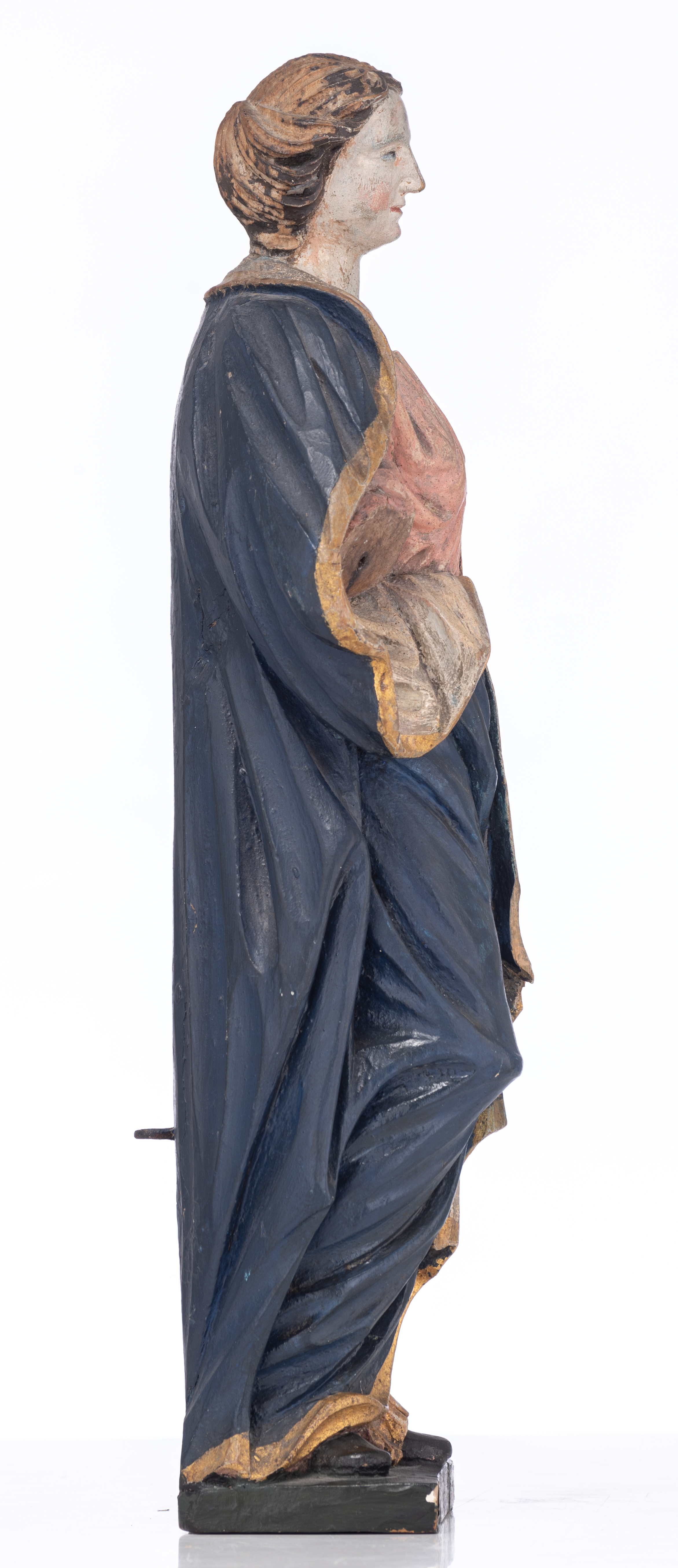 A female Saint in an elegant contrapposto, 18thC, H 48 cm - Bild 4 aus 13