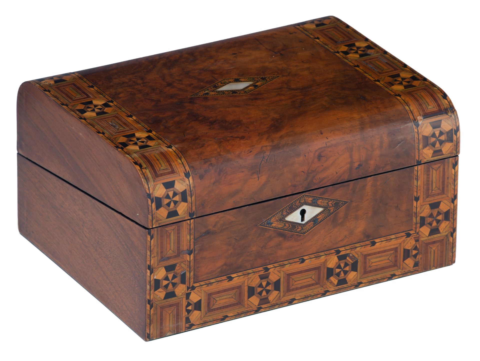 A fine marquetry decorated writing box 'Ecritoire', H 15,5 - W 30 - D 23,5 cm - Image 17 of 17