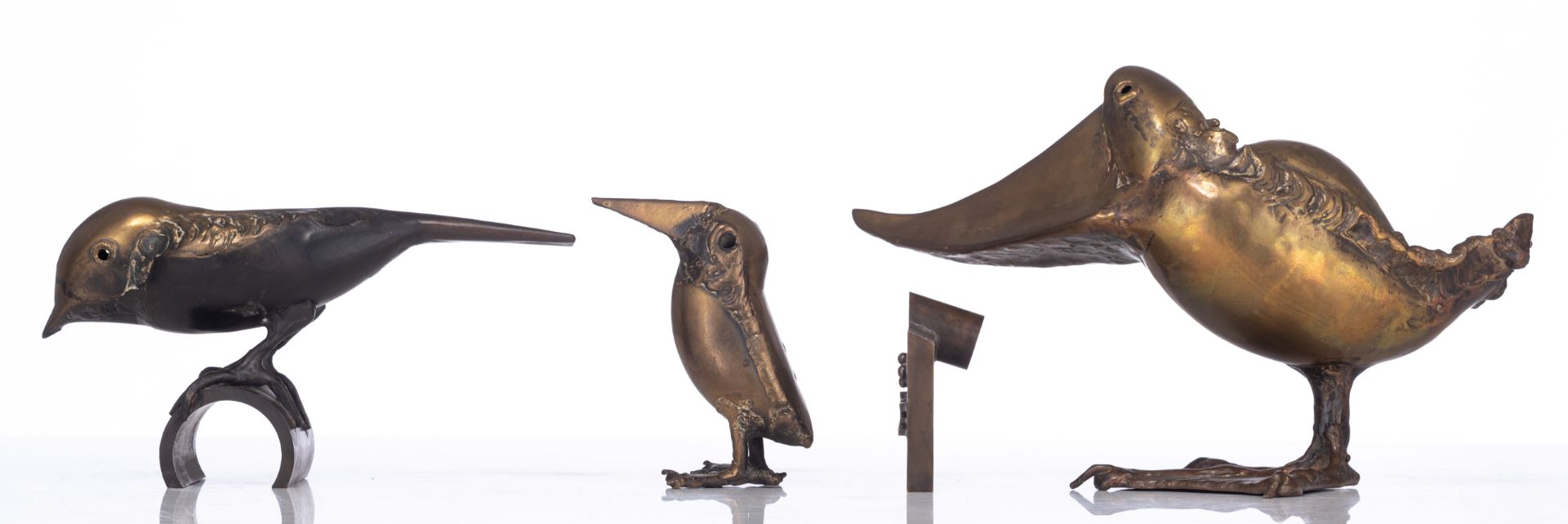 A collection of brass birds by Jef Claerhout (1937), H 7 - 15,5 cm - Image 3 of 9