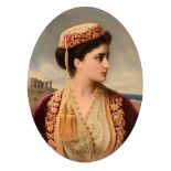 A very fine porcelain plaque of a Balkan beauty, marked KPM, Berlin, 21,5 x 27 cm