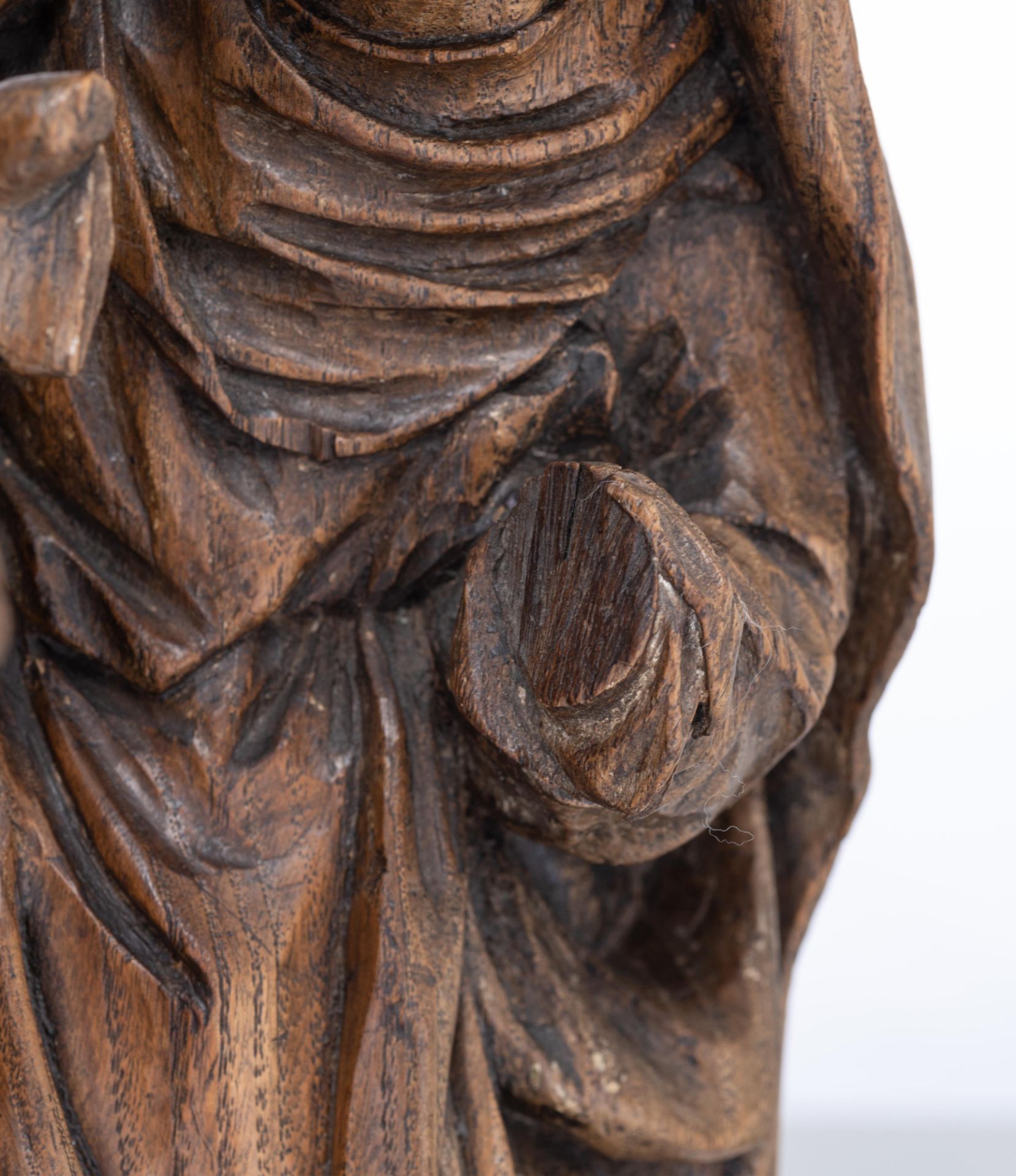 Virgin and Child with Saint Anna, oak, 16thC, H 52 - W 38 cm - Image 9 of 12