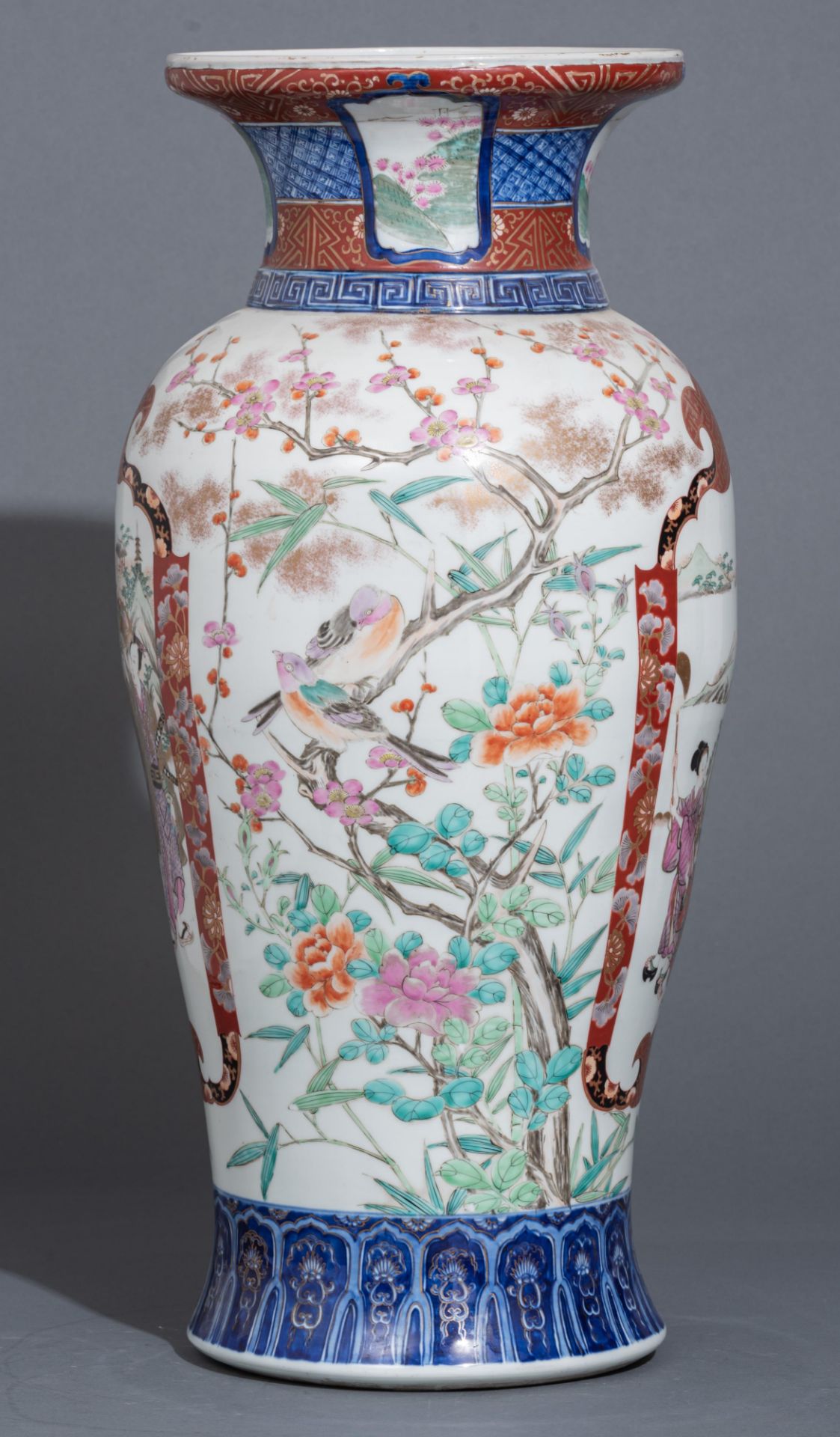 A Japanese Arita Imari vase, with a studio mark, 19thC, H 66 cm - Image 4 of 7