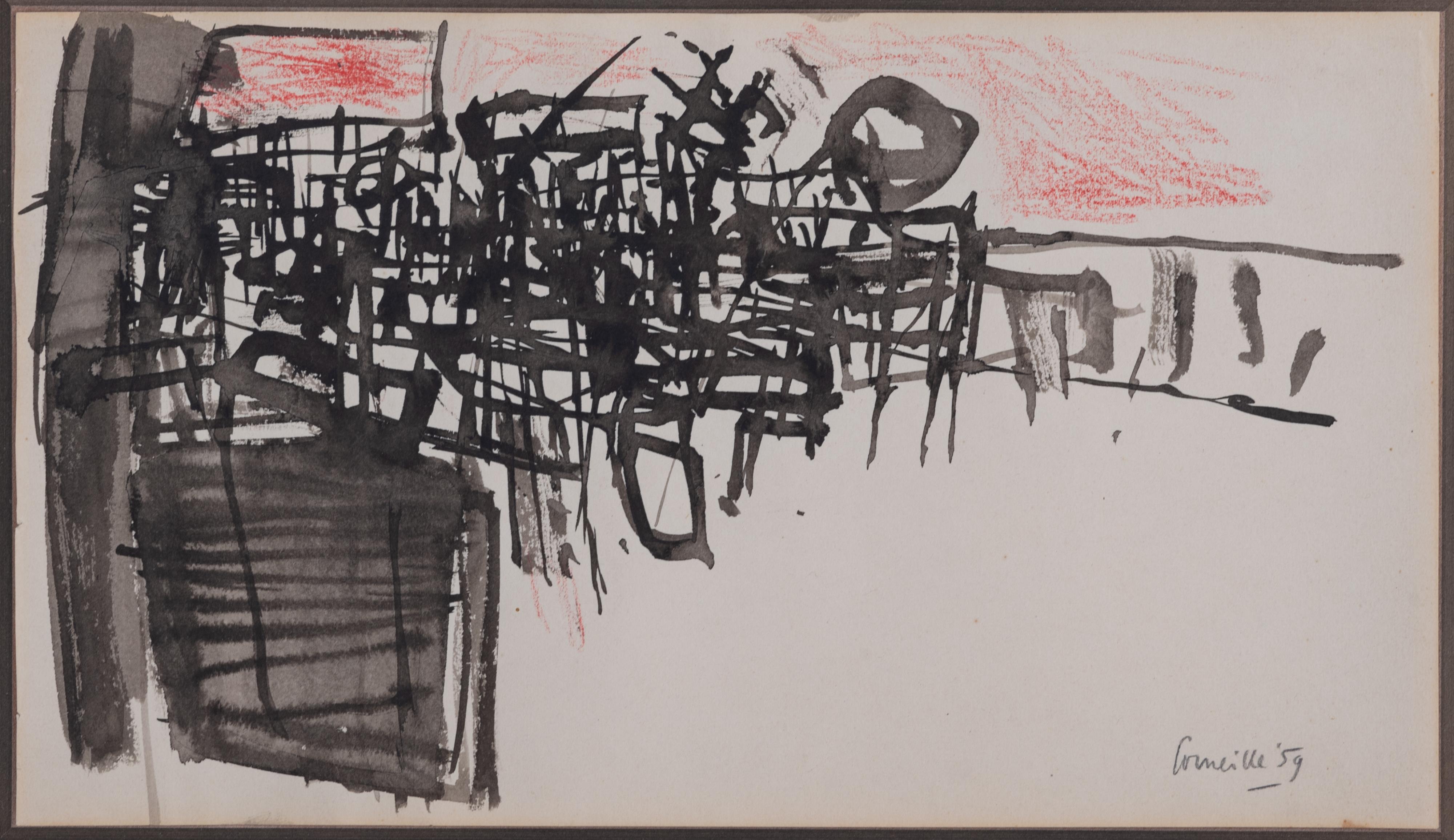 Corneille (Guillaume van Beverloo, 1922-2010), untitled, 1959, ink, 15 x 26 cm