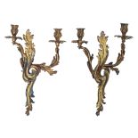 A pair of Rococo style bronze appliques, H 45 cm