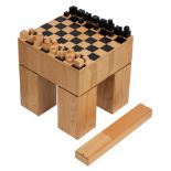 A Bauhaus chess set by Josef Hartwig, H 38 - W 36 - D 36 cm