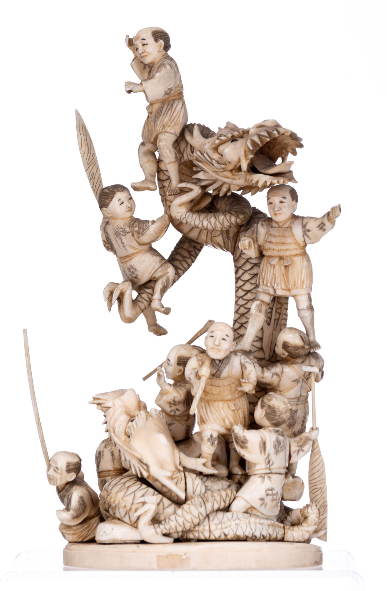 A Japanese Meiji-period ivory okimono, H 31 cm - weight c. 1.940 g. - Image 3 of 21