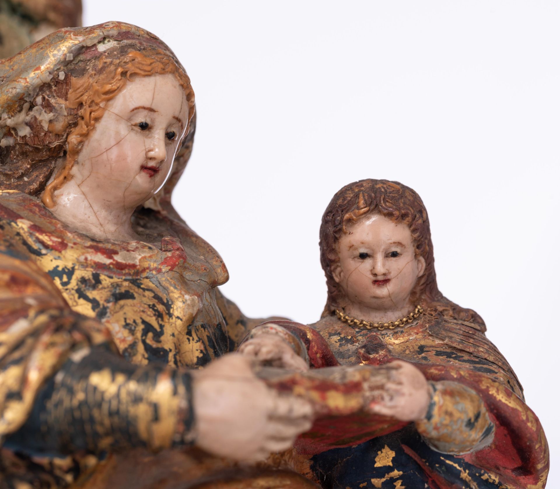 A Baroque Saint Anne with the Virgin, on a Rococo console, 18thC, H 41 - 87 cm - Image 11 of 21