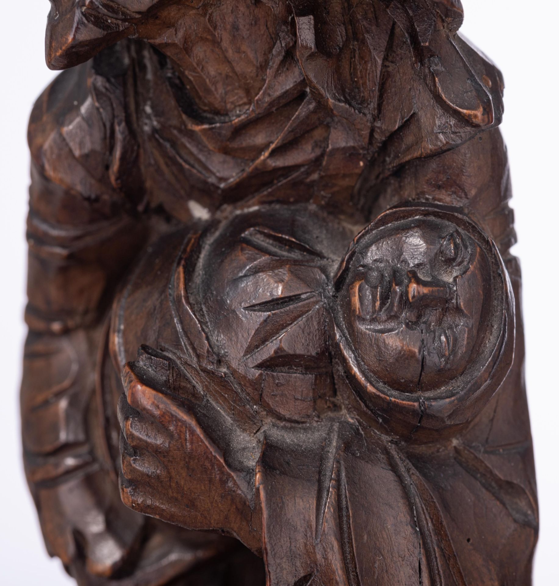 An altarpiece fragment of, the Southern Netherlands, 16thC, H 26 cm - Image 9 of 16