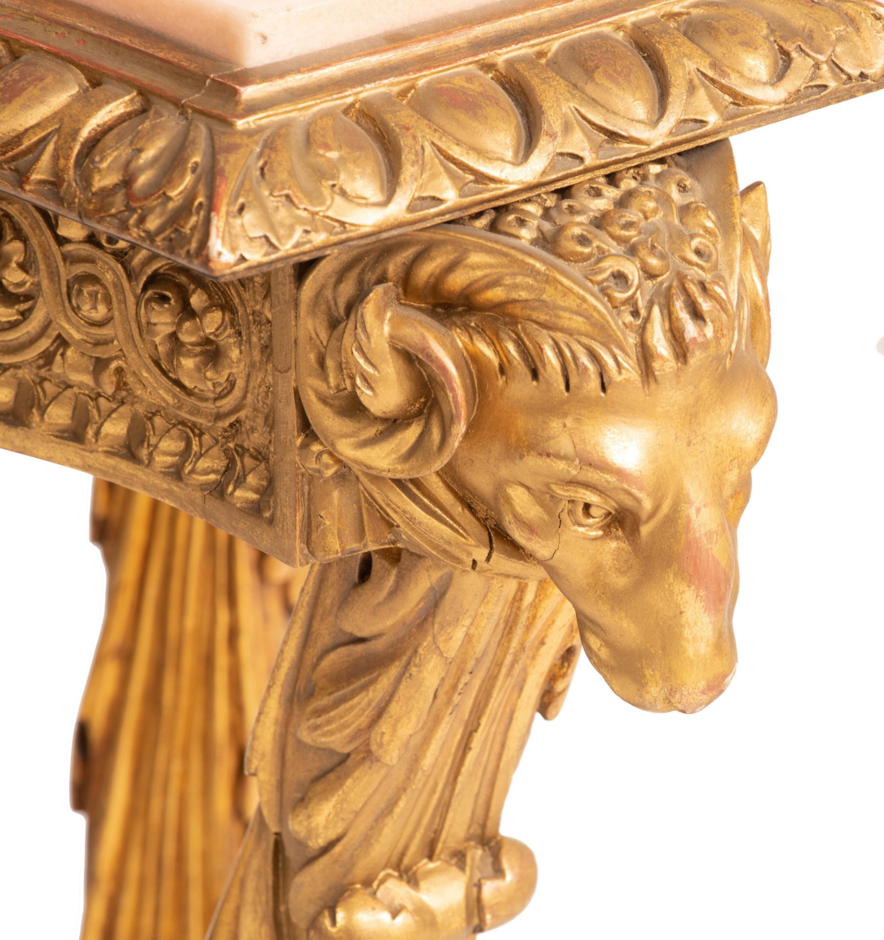 A Louis XVI style carved and giltwood gueridon, H 75 - W 57 - D 53 cm - Image 9 of 9