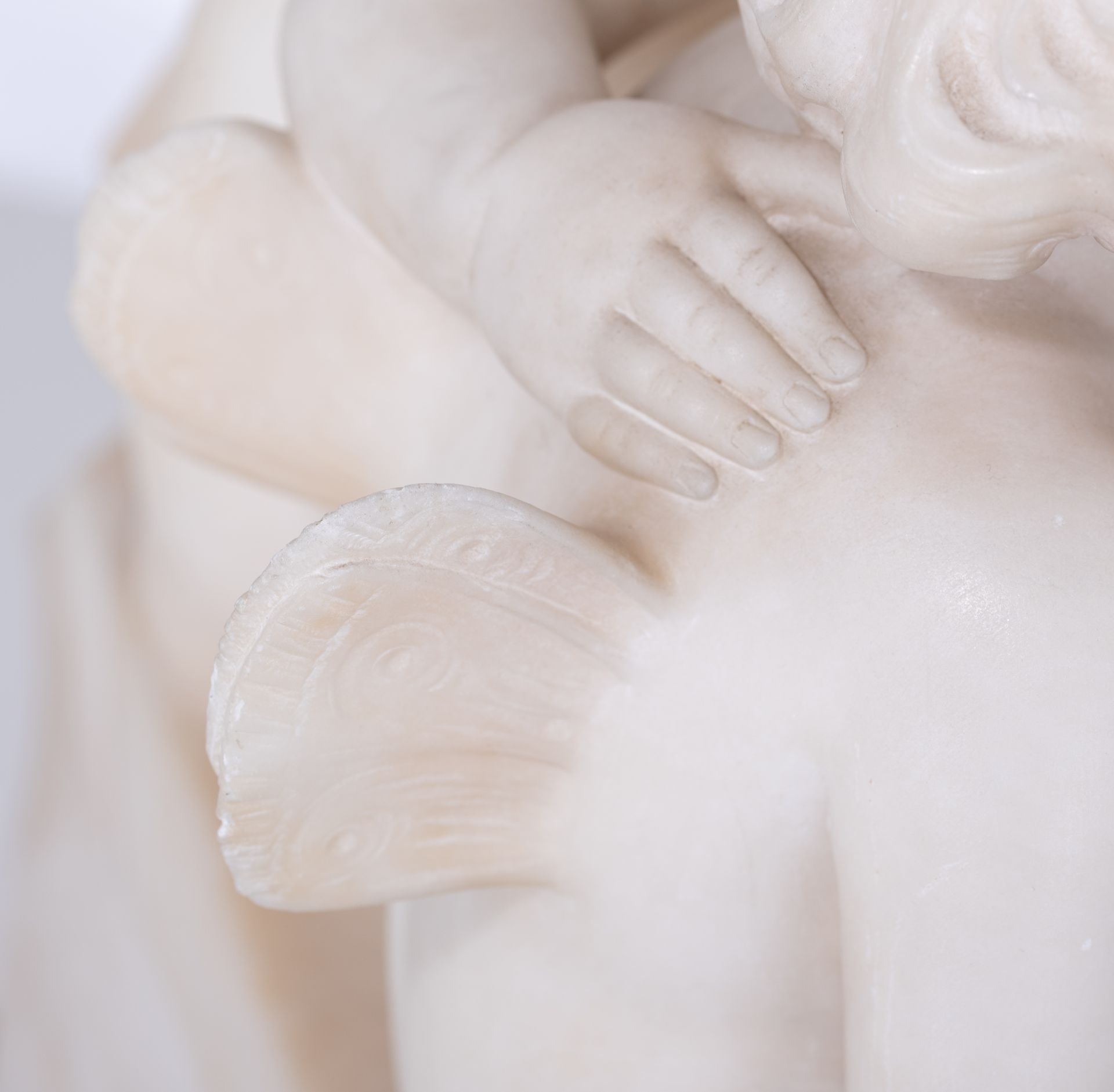 Pugi G., a Carrara marble group, depicting Amor and Psyche as children, H 45,5 cm - Image 10 of 11
