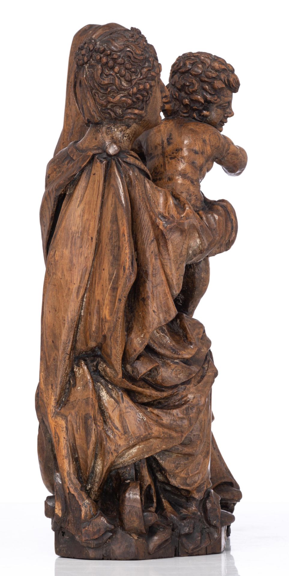 Virgin and Child with Saint Anna, oak, 16thC, H 52 - W 38 cm - Image 3 of 12