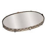 An oval French neoclassical silver-mounted centrepiece, W 65 cm