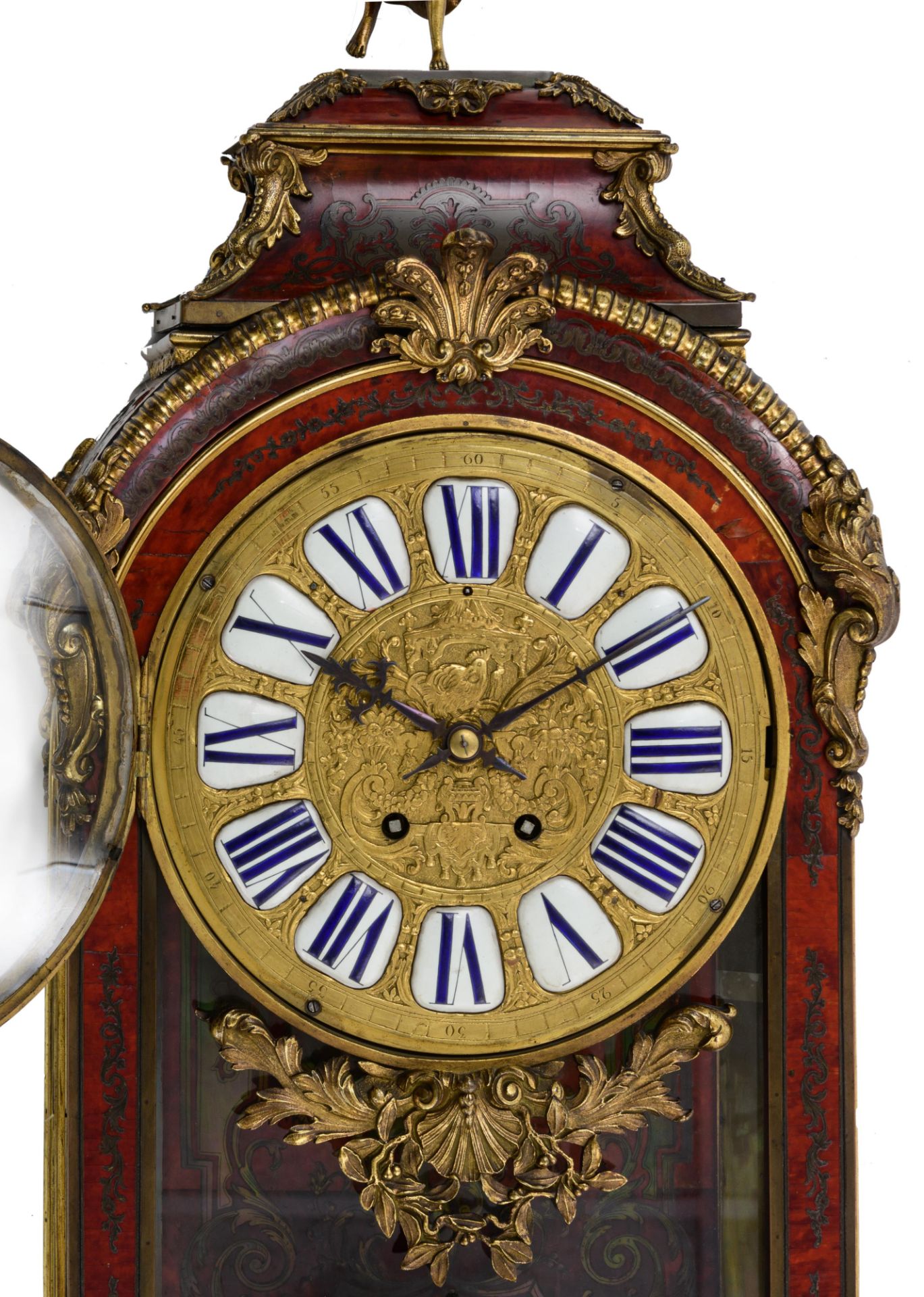 A French Régence style 'Pendule Religieuse', with Boulle marquetery, H 92 cm - Image 8 of 12