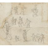 Allard van Everdingen (Attr.), Study sheet with various figures, pencil on paper, 11,2 x 13 cm