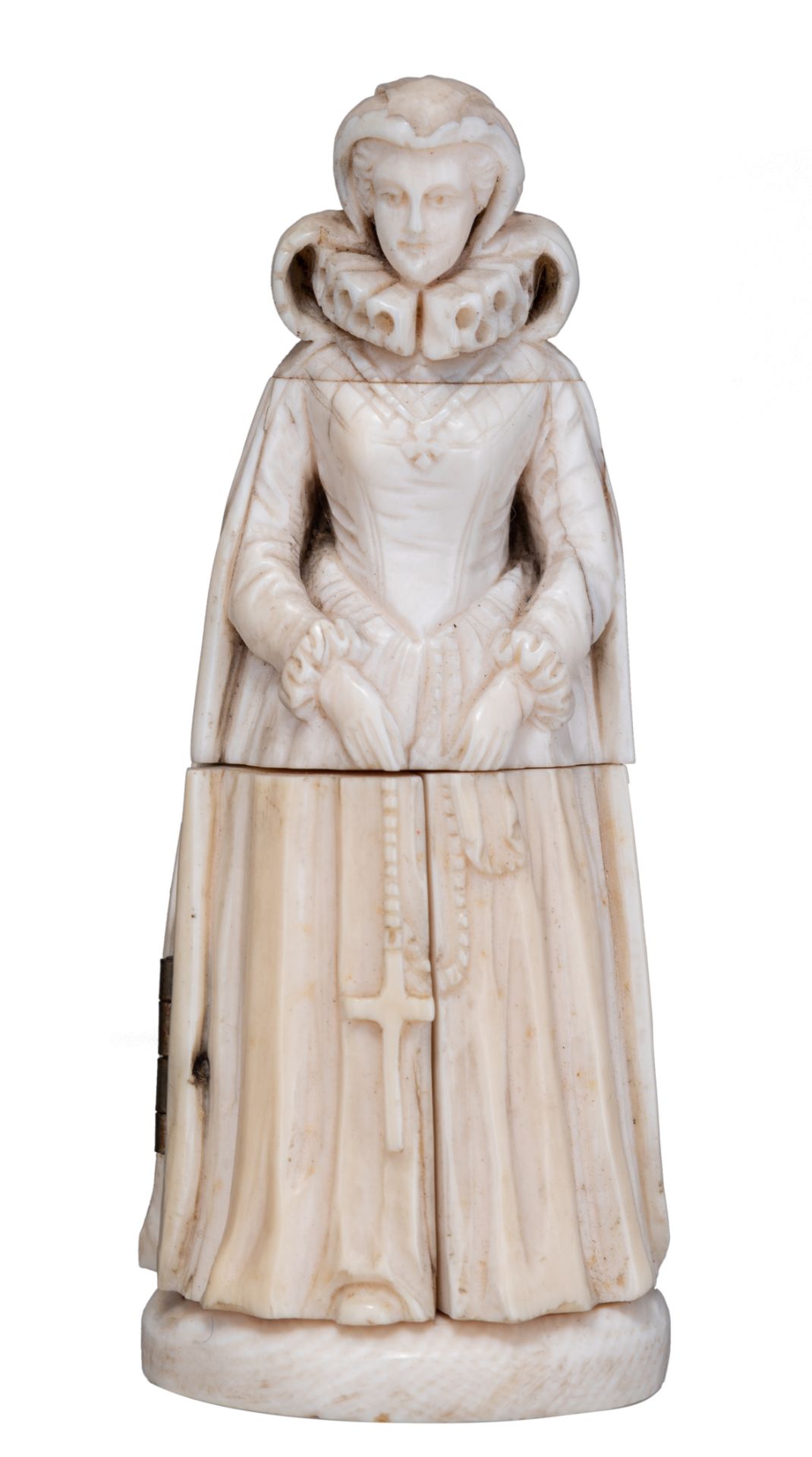 Four 19thC small Dieppe or Paris ivory figures, three on a wooden base, H 7,7 - 16,5 cm - Image 17 of 51