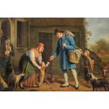 Genre painting, 18thC, 29,5 x 42,5 cm