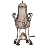 A French - Paris 19thC Régence silver tea urn, maker's mark 'Tétard - Paris, H 42,6 cm - weight c. 1