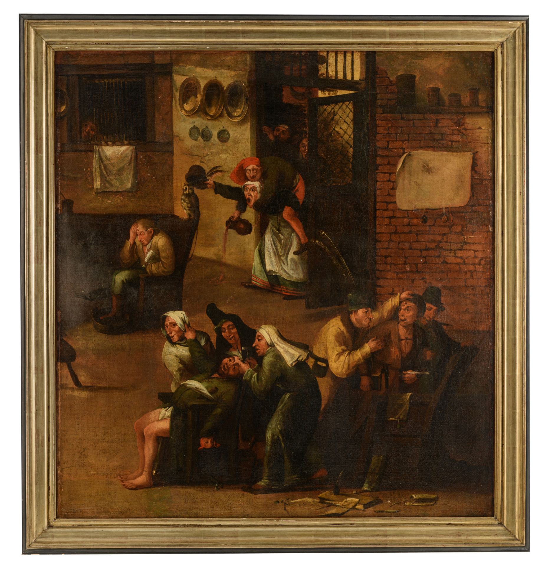 Workshop of Frans Verbeeck I or II, praise of folly, early 17thC, oil on canvas, 106 x 115 cm - Image 2 of 6
