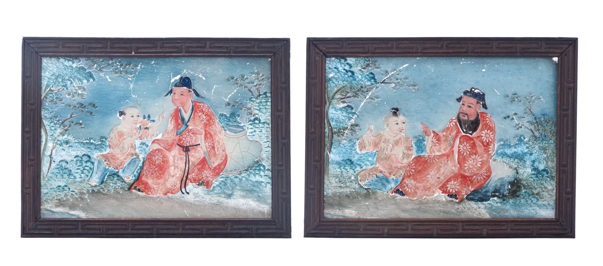 A Chinese Canton twenty-three-piece reversed glass painting set, late Qing dynasty, Total dimension - Image 13 of 22