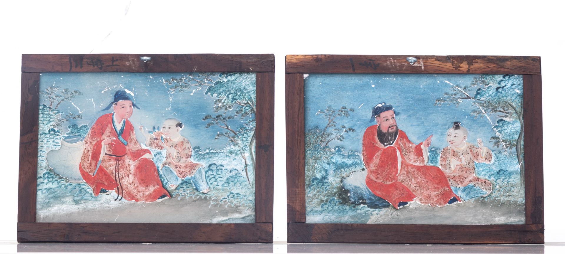 A Chinese Canton twenty-three-piece reversed glass painting set, late Qing dynasty, Total dimension - Image 14 of 22