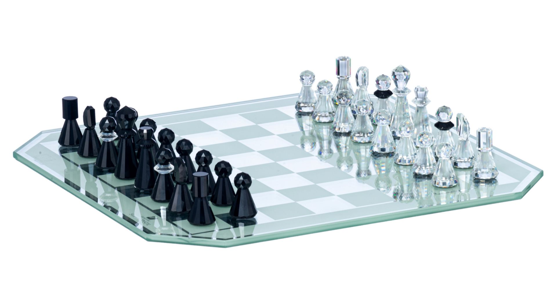 A Swarovski silver crystal chess set in a luxurious box