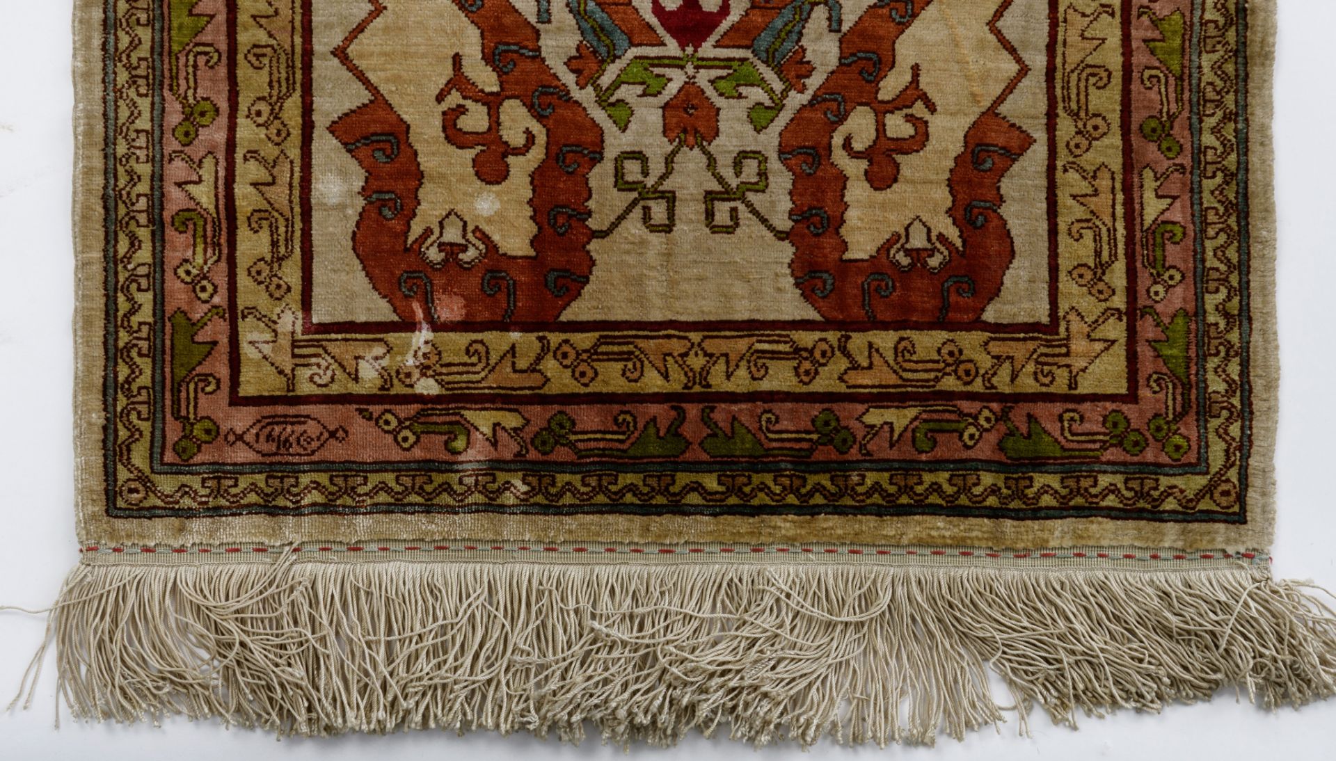 A collection of seven Oriental silk carpets, of various dimensions - Image 7 of 12