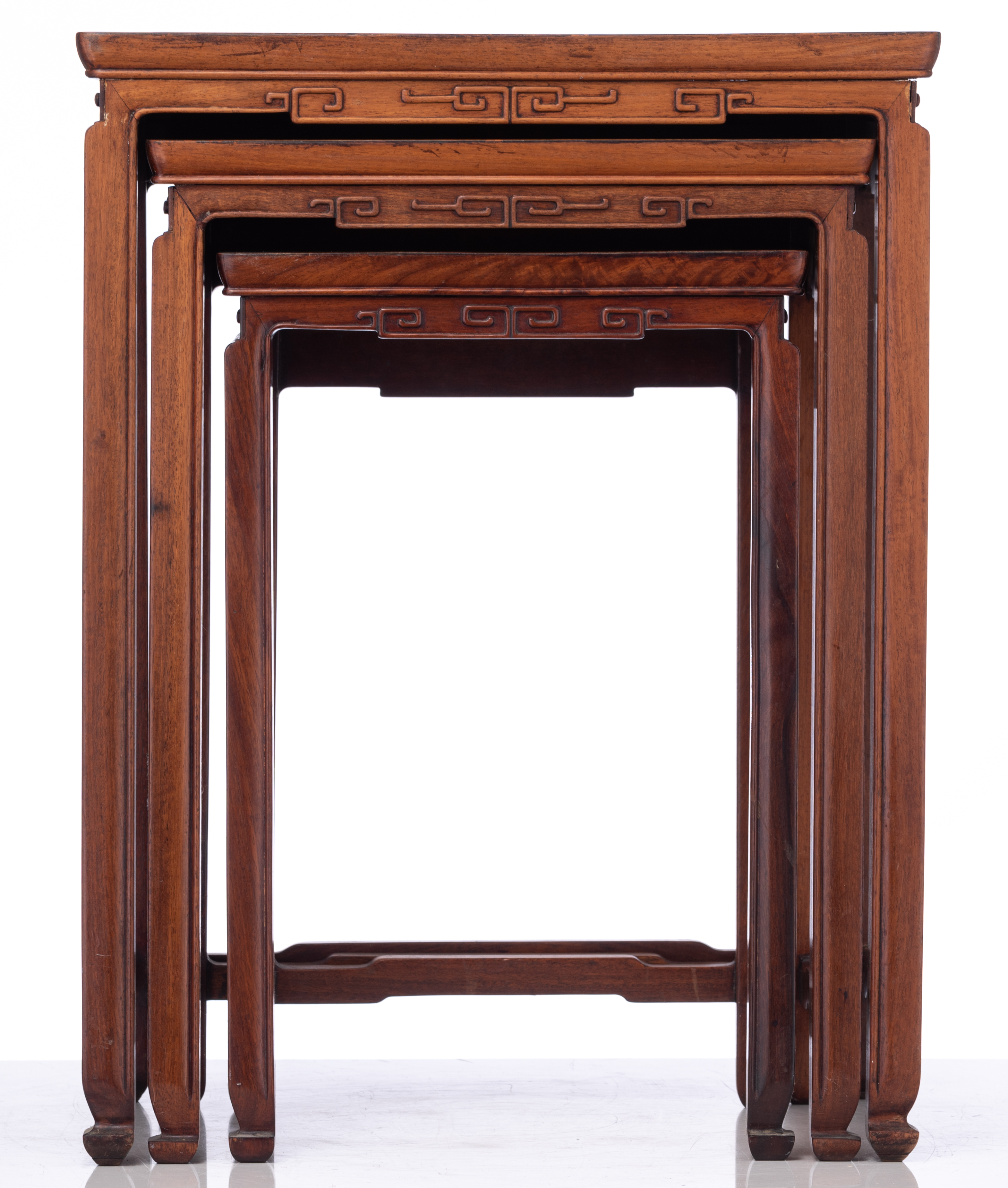 A set of three Chinese nesting tables, H 53,5 - 66,5 cm - Image 2 of 7