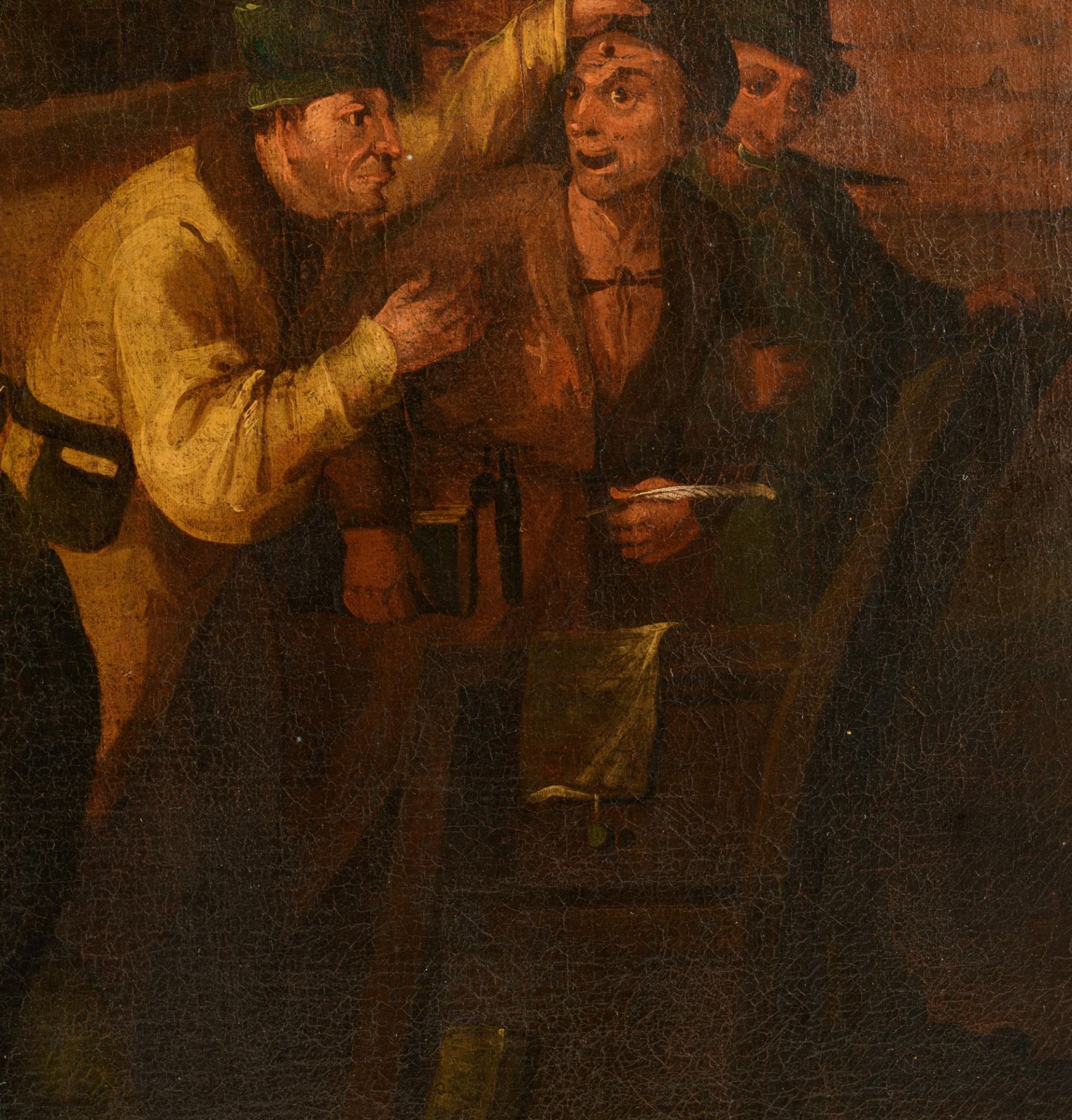 Workshop of Frans Verbeeck I or II, praise of folly, early 17thC, oil on canvas, 106 x 115 cm - Image 6 of 6