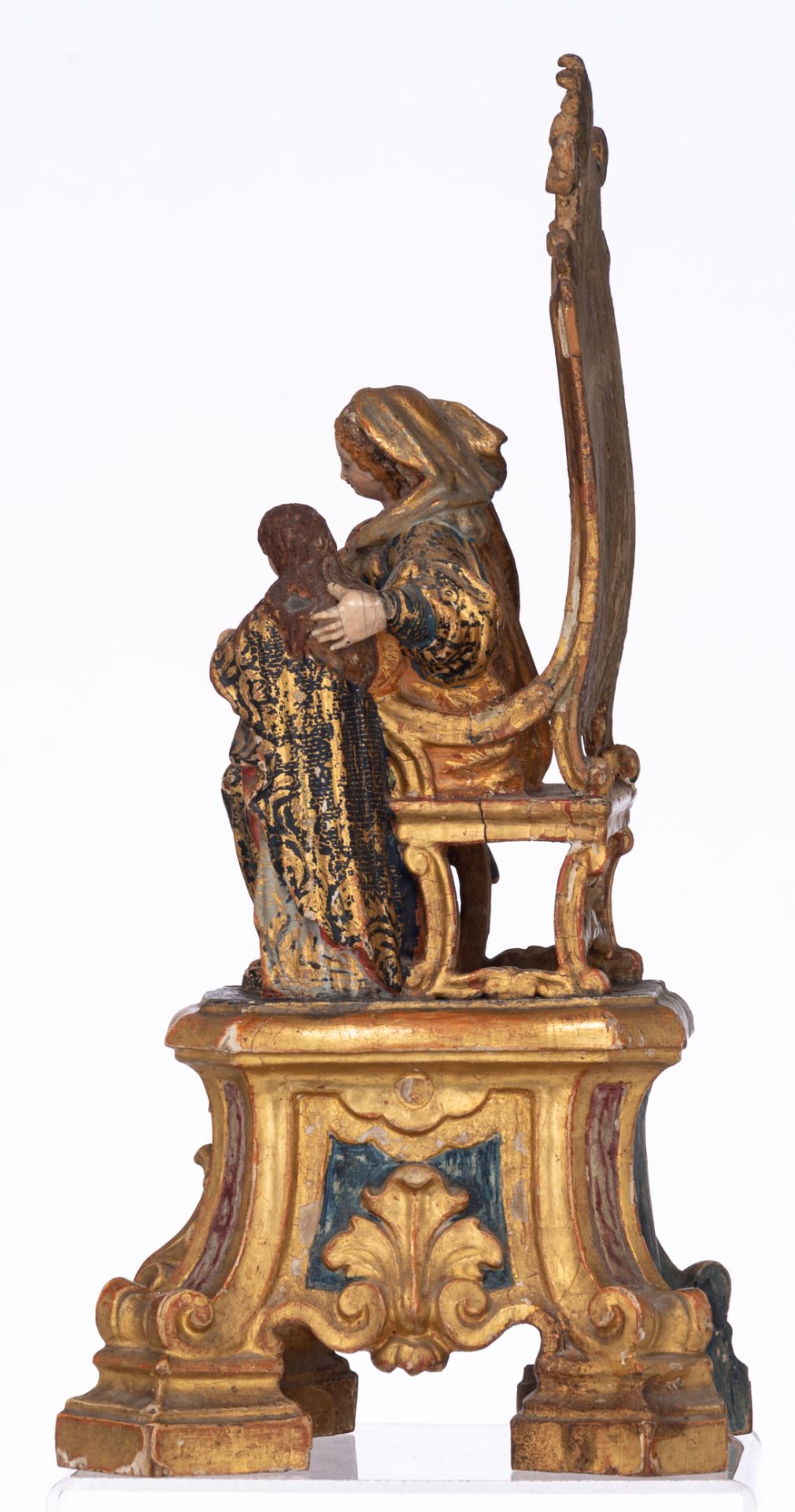 A Baroque Saint Anne with the Virgin, on a Rococo console, 18thC, H 41 - 87 cm - Image 3 of 21