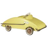 A unique Torck 'Monza' yellow metal pedal car, 1959, 46 x 49 x 104 cm