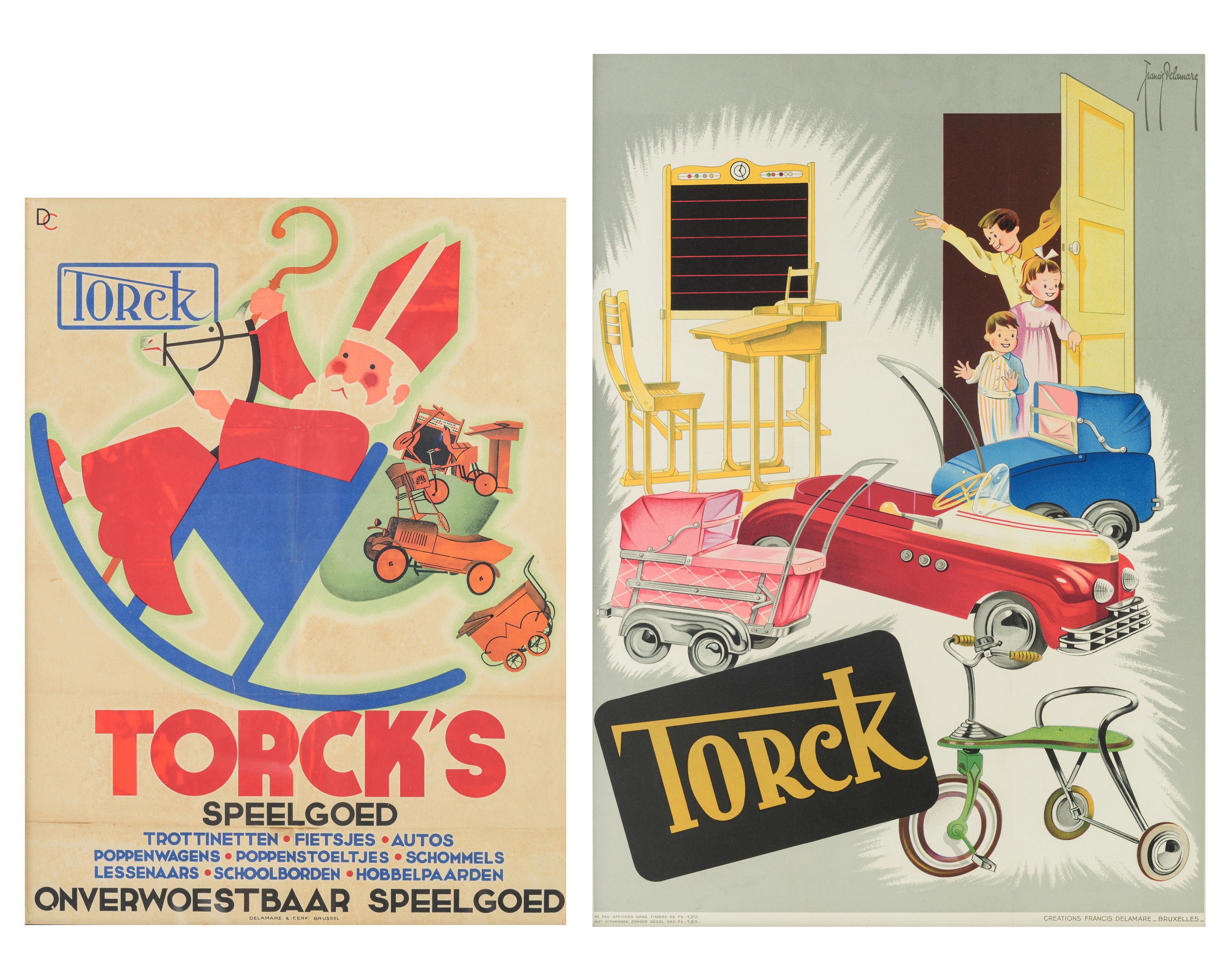 Two vintage Torck advertising lithographic posters, ca 1930 and ca 1950